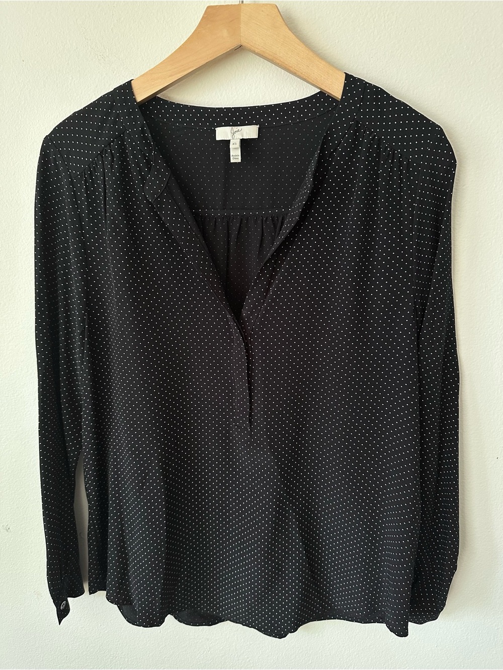 Joie Silk Blouse with White Micro Dot Print